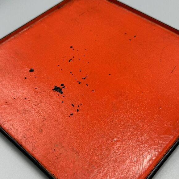 Antique Victorian Hand Painted Lacquered Papier Mache Square Box with Pansies - Picture 7 of 16